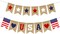 USA Banner Burlap 4th of July Decorations Rustic Patriotic Banner (White)